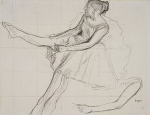 Danseres die haar kousen aanpast, c.1880 door Edgar Degas